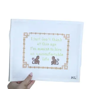 Uncomfortable Life White Lotus | Hand-Painted Needlepoint Canvas | 18 Mesh | Made to Order | Canvas Only