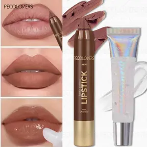 Red Brown Beige 2PCS Lip Set - Waterproof Lip Liner Kit, Pencil & Gloss Combo, Velvet Matte & High-Shine Dual Finish, Long-Lasting Non-Fading, Buildable Coverage, Smooth Even Application for Daily Glam