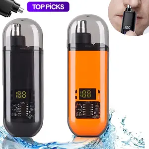 Nose Hair Trimmer for Men Women Rechargeable Painless Eyebrow Facial Hair Shaver LED Display Waterproof Dual Edge Blades Clipper Compact Portable IPX7 Safe Distance Trimming