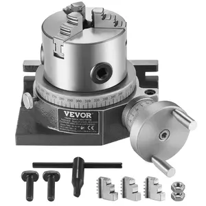 VEVOR Milling Machine Rotary Table, 4''/100 mm, Versatile Horizontal & Vertical Design, Precision Crafted, Includes 3.1''/80 mm 3-Jaw Chuck, M10 T-Bolts & Nuts, Ideal for Engineering & Indexing