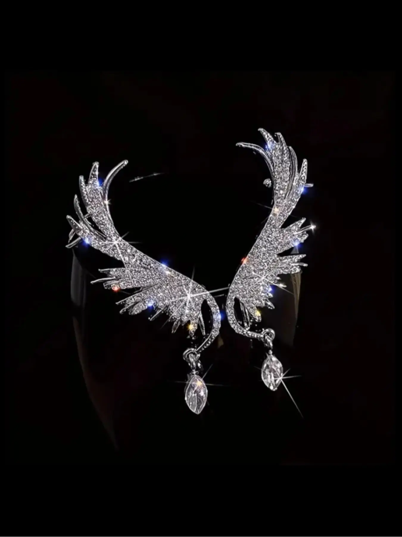 1 Pair Rhinestone Decorated Wing Design Ear Cuff Earrings, Ear Cuffs Non Piercing, Party Jewelry for Women, Trendy Accessories for Party and Daily Life, Non Piercing Earrings, Earcuff, Ear Clips