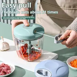 Manual food processor, suitable for vegetables, ginger, and garlic; 500 ml/900 ml capacity