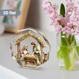 Acrylic Jesus Birth Scene Decoration, Religious Home Decor, Reproduction Manger Scene Including Mary & Jesus, Ideal Church Home Gift, Perfect Christmas Present