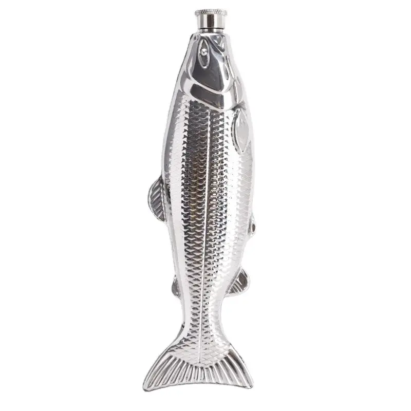 Steel Mini Fish Hip Flask Pocket Russia Flagon Fishing Whisky Bottle 5oz