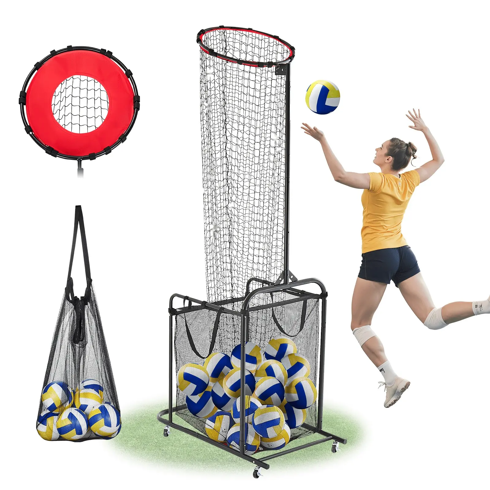 Volleyball Setter Training Equipment With Adjustable Net Height And Angle For Indoor And Outdoor Practice, Durable Portable Training Aid To Improve Setting Accuracy, Ball Handling And Quickness