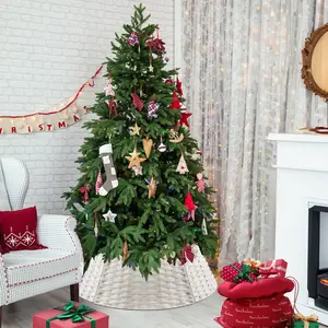 Christmas Tree Collar, 27.6 Inch White Christmas Tree Ring for Artificial Trees, Plastic Woven Xmas Tree Skirt, Tree Stand Base Cover, Christmas Tree Skirt for Artificial Christmas Trees Decoration