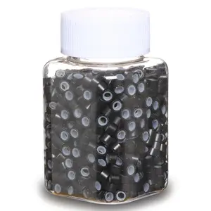 1000-Piece 5mm Micro Rings for Hair Extensions, Silicone-Lined Aluminum Beads for I-Tip & Tinsel Application - Black & Brown, Haircare