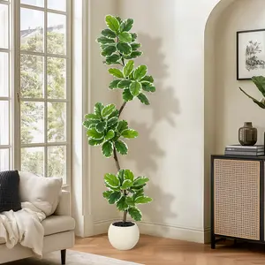 Fiddle Leaf Fig Tree Artificial Indoor, 6FT Tall Faux Rubber Tree with Sphere Planter, Tall Artificial Plants with Moss for Home Decor Office Living Room Decorative Fruit Gift
