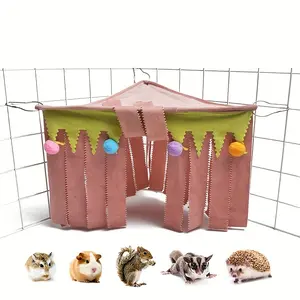 A set of Cozy Removable Hamster Hideaway Hammock - Small Animal Fleece Forest Corner Cage Decoration