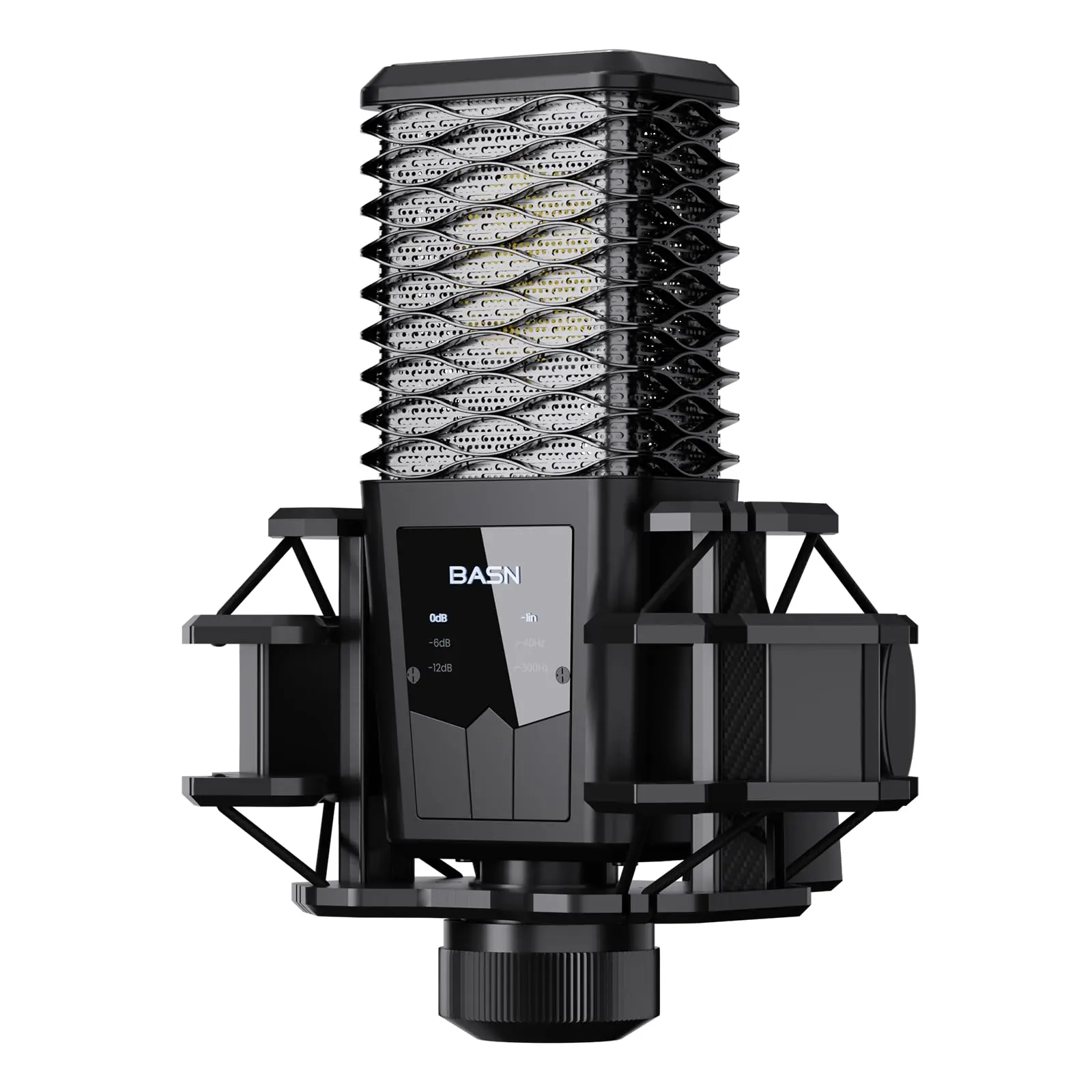BASN BMS2 Large Diaphragm Unidirectional Cardioid XLR Studio Condenser Microphone - Phantom Powered, -33db Sensitivity, 20Hz - 20Khz, Streaming Setup, Smartphone/Pc/Laptop Compatible, Black Audio Mic for Recording Podcasts, Podcast Studio Equipment