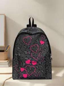 Leopard Heart Print Backpack for All Seasons, Fun and Casual Design, Spacious Storage for School, Travel and Business Use, Casual Printed Backpack, School Backpacks