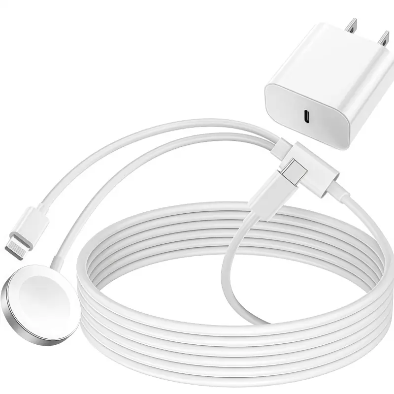 1-Pack Portable Fast Charger, Apple 2 in 1 iPhone and iWatch charger,USB-C to Lightning Fast Charging Cable & Data Sync, Charger Cord for iPhone 14/13/12Pro Max/iPad/Airpods/ Phone Accessories