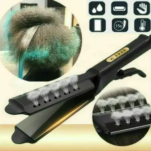 Hair Straightener, Four Gear Ceramic Tourmaline Ionic Flat Iron Glider for Salon Straightening Comb Straightening Bristle Brush Traditional