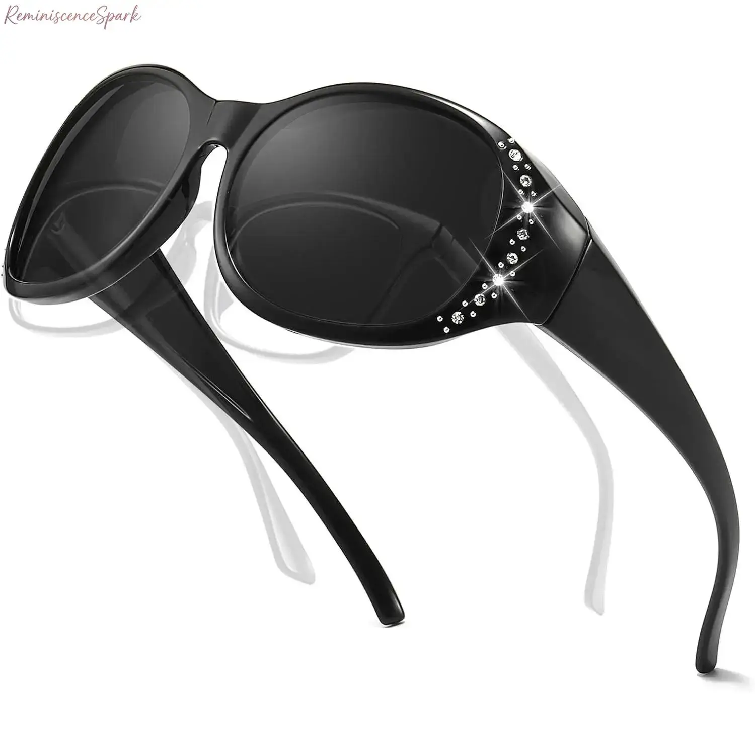 2/1-Pack Unisex Polarised Fit Over Sunglasses | UV400 Protection | Oversized Trendy Frame with Shiny Accents | Anti-Glare Shades Perfect for Wearing Over Prescription Glasses | Ideal for Driving, Daily Wear & Outdoor Activities