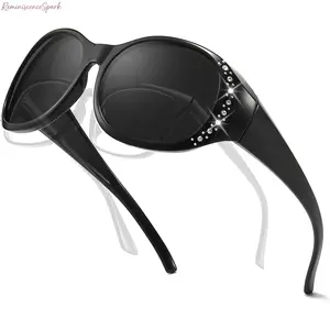 Unisex Polarised Fit Over Sunglasses | UV400 Protection | Oversized Trendy Frame with Shiny Accents | Anti-Glare Shades Perfect for Wearing Over Prescription Glasses | Ideal for Driving, Daily Wear & Outdoor Activities