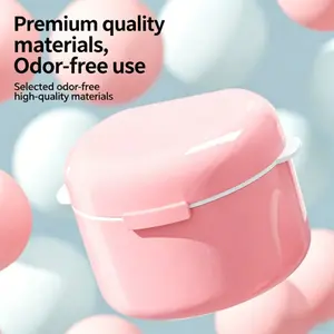 Portable Full Mouth Denture Cleaning Box, Elderly False Teeth Soaking Container, Travel Dental Care Kit, Easy-To-Use Denture Cleaner