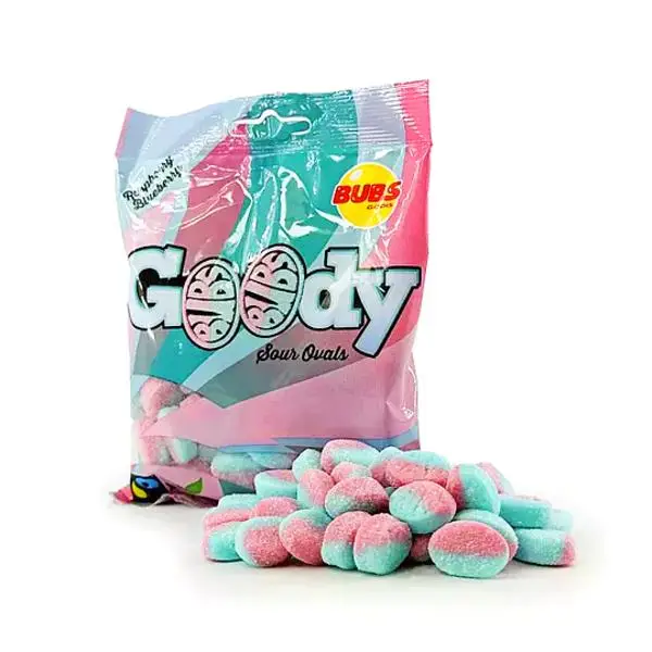 Bubs CHEWY Goody Sour Ovals Raspberry/Blueberry 90g - Vegan
