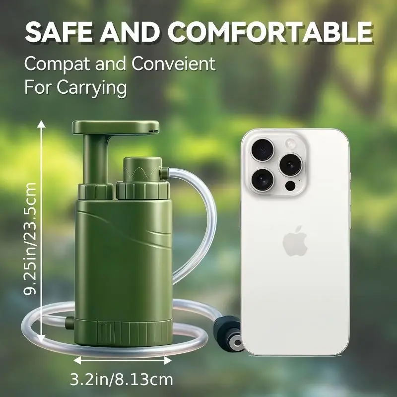 Yesheng Survival Water Filter - High-Flow Hand-Press Portable Water Filter, Perfect for Camping, Hiking, Hunting, Emergency Prep - 5-Stage Filtration System