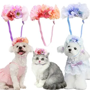 Spring Vibe Check!  Floral Pet Headband & Hair Flower Accessories for Small Dogs and Cats. Flower Patterns & Hair Accessory for Puppy Grooming. Funny Pet Dog Products for Springtime Outing & Holiday Glow Up