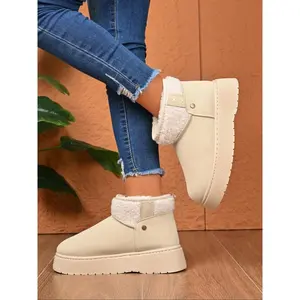 Women's Winter Snow Boots, Thickened Fur Lining, Rivet Decorations, Warm & Cozy, Casual Style, Perfect for Outdoor Christmas Travel