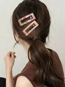 Mixed Color Hollow Out Hair Clips 2 Piece Set, High-End Spring Clip, Daily Versatile Headwear, Fashionable Accessories