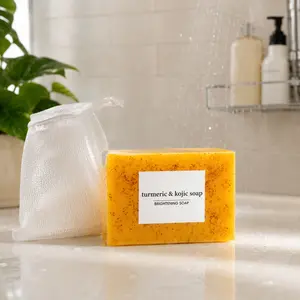 Lemon Turmeric Kojic Soap,Natural Handmade Soap,Turmeric Soaps Bar for Face and Body, Smooth Skin Tumeric Soapes,Deep Cleansing Soaps for Men & Women