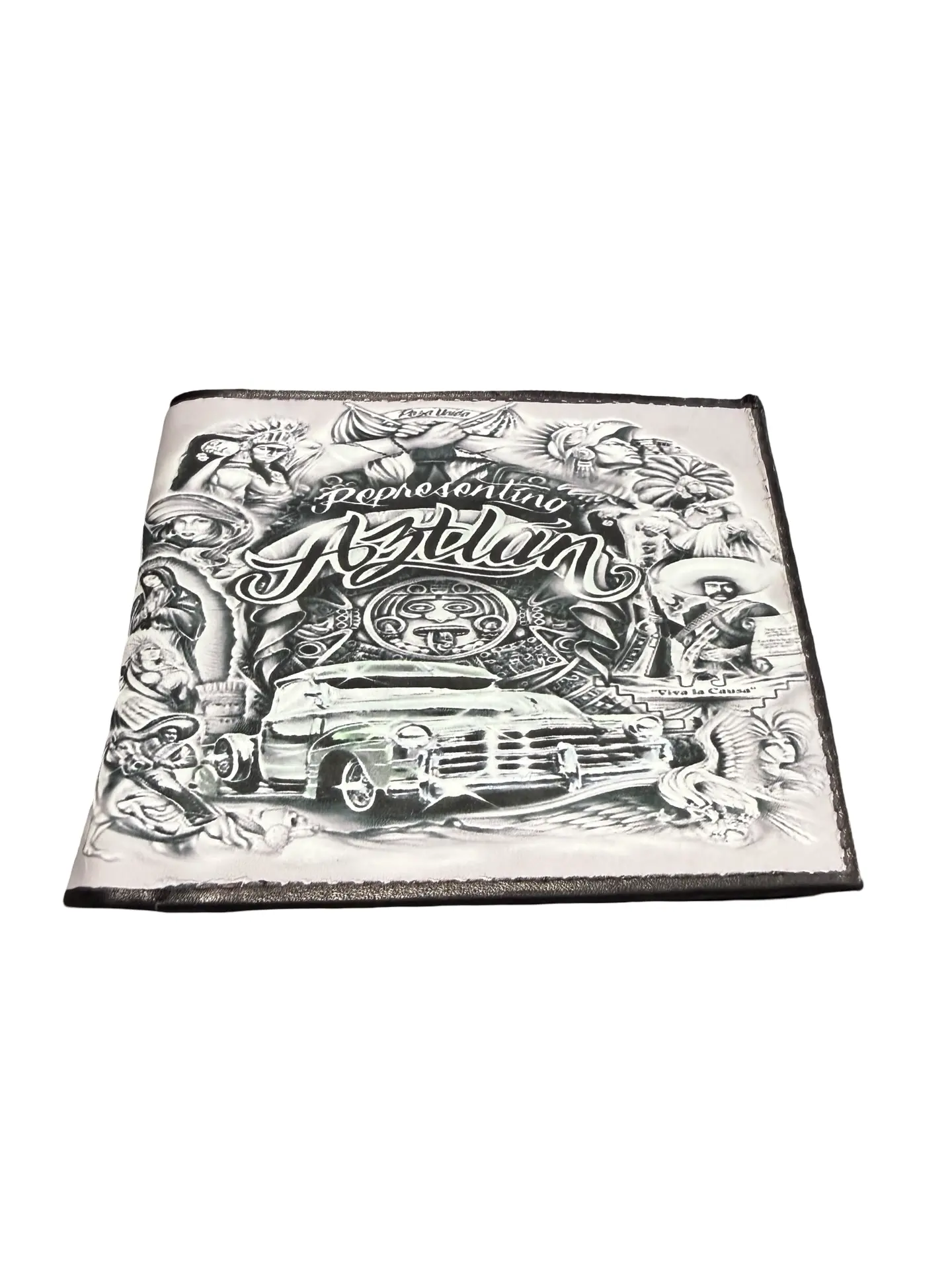 Billetera con Calendario Azteca de Piel Men’s Leather wallet with Aztec Calendar Lowrider
