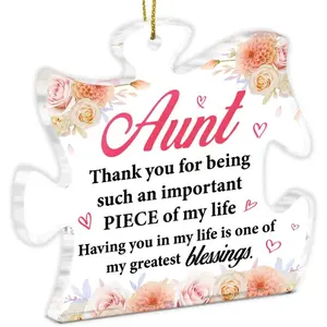 Aunt Gifts for Niece Nephew, Thank You Appreciation Acrylic Puzzle Piece Ornament, Hanging Ornament, Auntie Birthday Christmas Tree Decoration