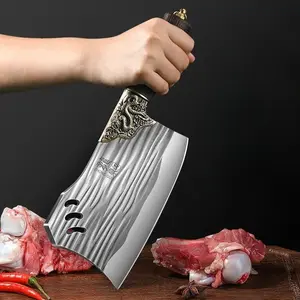 1pc Handcrafted Bone Chopping Knife with Stainless Steel Wood Handle, Meat Bone Cleaver, Ideal for Cutting Poultry and Large Bones, Perfect Butcher Knife for Home Kitchen Kitchenware