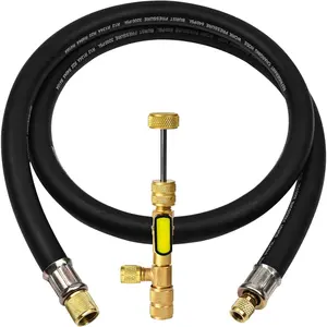 2026 1/2" HVAC Vacuum Hose Evacuation Kit,Valve Core Removal Tool, 1/4″ and 5/16″ Valve Core Removal Tool,3/8" to 1/4" Fittings High- Flow Refrigerant Hose,Faster Evacuation and Recovery,6FT