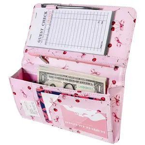 Cherry Server Book with Zipper Pocket and High Volume Pocket - Waitstaff Organizer, Waiter Booklet, Serving Book, Apron, Waiter Book Wallet