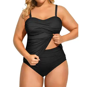 Aqua Eve Women Two Piece Plus Size Tankini Strapless Bathing Suits Bandeau Swimsuits with High Waisted Bottom Vacation Swimwear for Women SwimWeek  summervibes