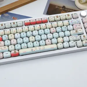 137 Key Cute Rabbit Theme Pbt Keycaps, Dye Sublimation Process, Mog Profile, Compatible with Mx Axis, for 61/64/68/87/96/104/108 Keyboards