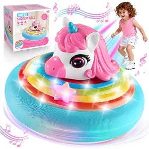 Unicorn Theme Hover Soccer Ball, with LED Lights & Music, Soft Foam Bumper, for Kids 3+, Indoor Play, Floor/Carpet Friendly, Birthday/Holiday Gift!