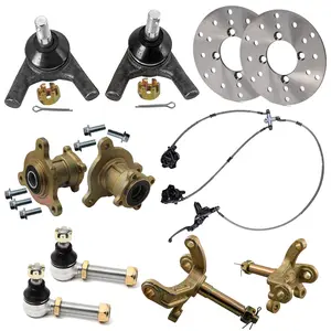Suisuitong Go Kart Upper Lower Swingarm Tie Rod End Ball Joint & Front Steering Knuckle Spindles & Brake Caliper & Brake Rotor for Karting ATV UTV Drift Trike Golf Cart Quad Buggy Dune Four Wheeler