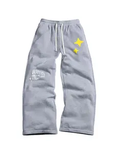 Men's Graphic Straight Leg Sweatpants Drawstring Waist Y2K Drippy Pants Trousers