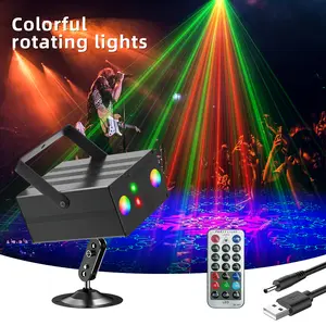 1pc LED Laser Ray Spotlight, 16-Pattern Disco Small Box Light with Adjustable Brightness, Remote Control, RGB Lighting for DJ Bar, Halloween Party Atmosphere, Adjustable Brightness Lights