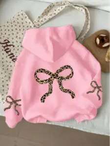 Girls' Comfortable Warm Hooded Sweatshirt with Mouse Pocket, Butterfly Pattern, Essential Fashion for Women and Teenagers, Fall & Winter, Graphic Casual Hoodie