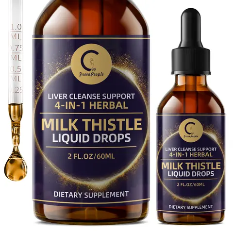 Natural Milk Thistle Herbal Drops Daily Dietary Supplement for Adults - Liver Detox, Cleanse & Repair with Dandelion Root, Artichoke, Turmeric - Antioxidant, Immune Health Support, 4-Herb Synergy, Organic, Sugar Free, Gluten Free