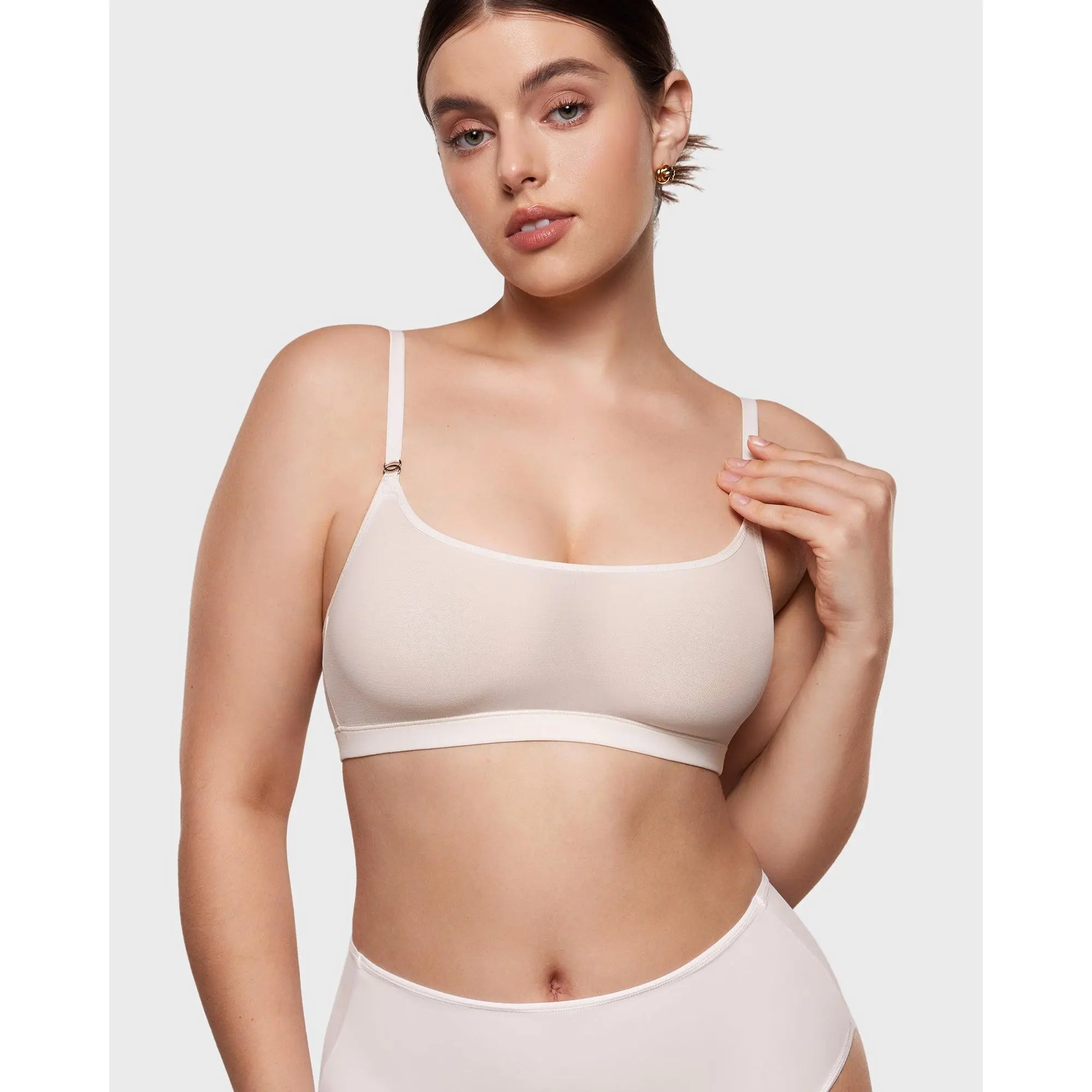 Cosnufy Sheer Mesh Scoop Bralette