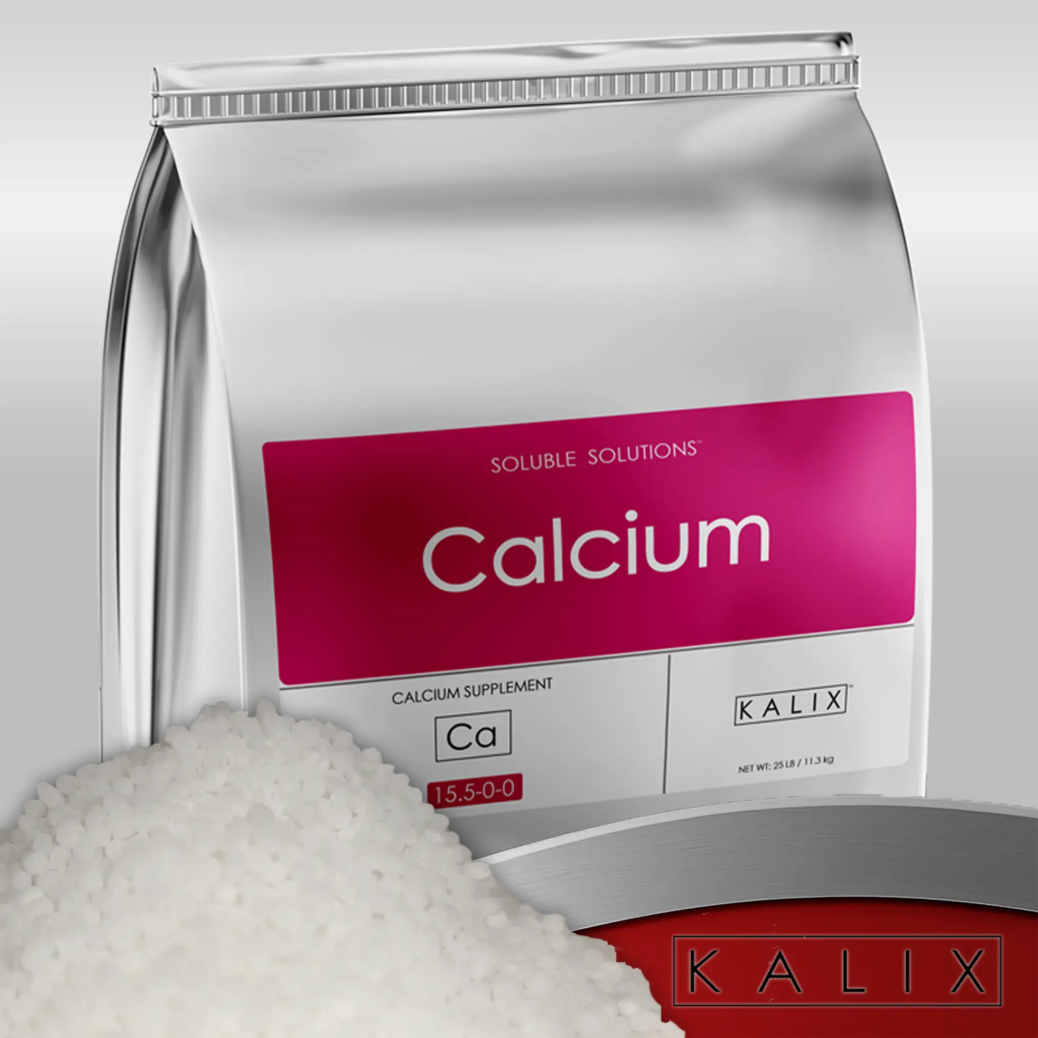 KALIX Fully Water-Soluble Calcium Powder Fertilizer (25lb Bagged) - Garden Soil Supplement for Growers, Supports Strong Cell Development, Aids Nutrient Uptake Steady Feed