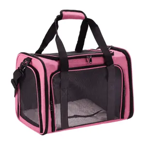 VOCOSTE Dog Carrier, Pet Carrier for Cat, Puppy Carrier for Medium Small Cats Dogs Puppies up to 13 Lbs, TSA Approved Pet Carrier in Cabin, Collapsible Soft Cat Travel Carrier, Pink