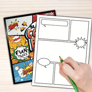 Blank Comic Book, Art Sketchbooks 30 Sheets Paper Creative Art Templates Dialogue Bubbles Explosion Effects DIY Storytelling and Visual Expression Graphic Novel Creation for Teens and Adults Featuring Cover Design and High Quality Printing