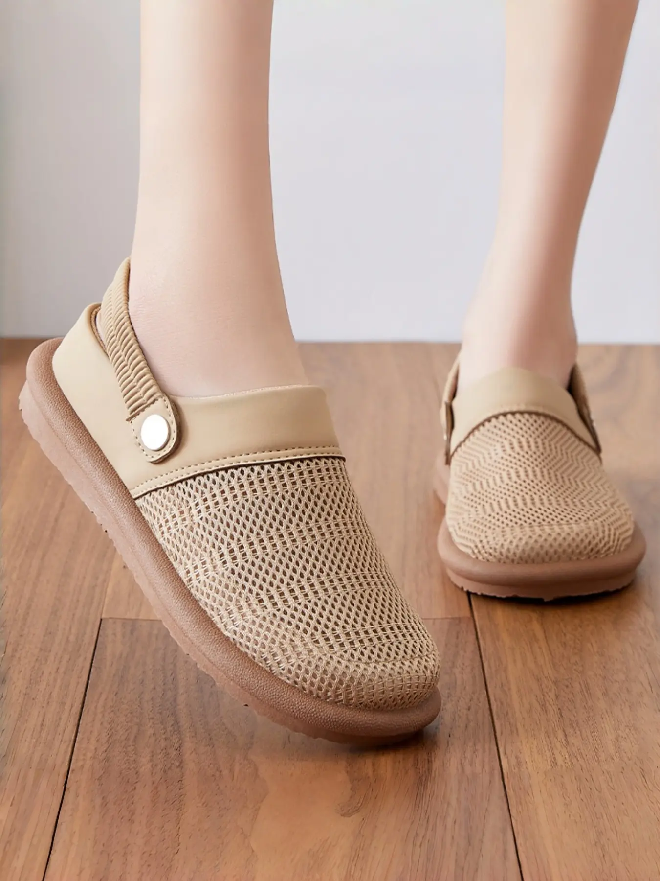 Women's Breathable Cotton Linen Slip-On Summer Flat Casual Lightweight Shoes, Comfortable Soft Rubber Sole Outdoor Half-Drag Mom Shoes, Artistic Style, Walking Shoes, Shoes Flats