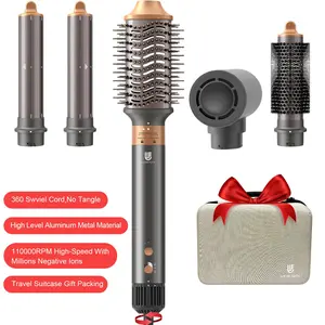 Webeauty 5 in 1 Hot Air Brush Hair Dryer Air Styler - 110,000 RPM Fast Drying, Curling, Straightening with Ceramic Coating & Negative Ion, No Heat Damage for All Hair Types, Christmas Gifts Holiday Gift