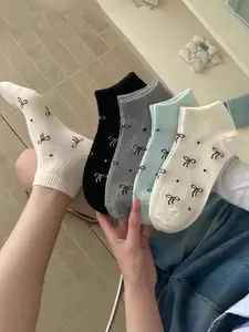 4 Pairs Spring Summer Soft Thin Cute Breathable Durable Sports Low-Cut Versatile Dot Short Socks for Girls