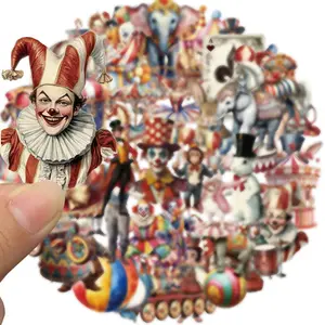 Carnival Themed Sticker, 50pcs/set Circus Party Favors Sticker, Animal Clown Sticker, Carnival Circus Theme for Birthday Baby Shower Decoration, Decorative Stickers, Adhesive Stickers