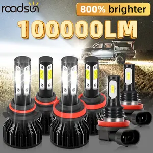 4pcs/6pcs LED Car Bulbs Combo Kit LED Headlight+Fog Light 9005/HB3 H11 Super Bright COB Chip 6500K cool white plug & Play Canbus No Error, Easy Install