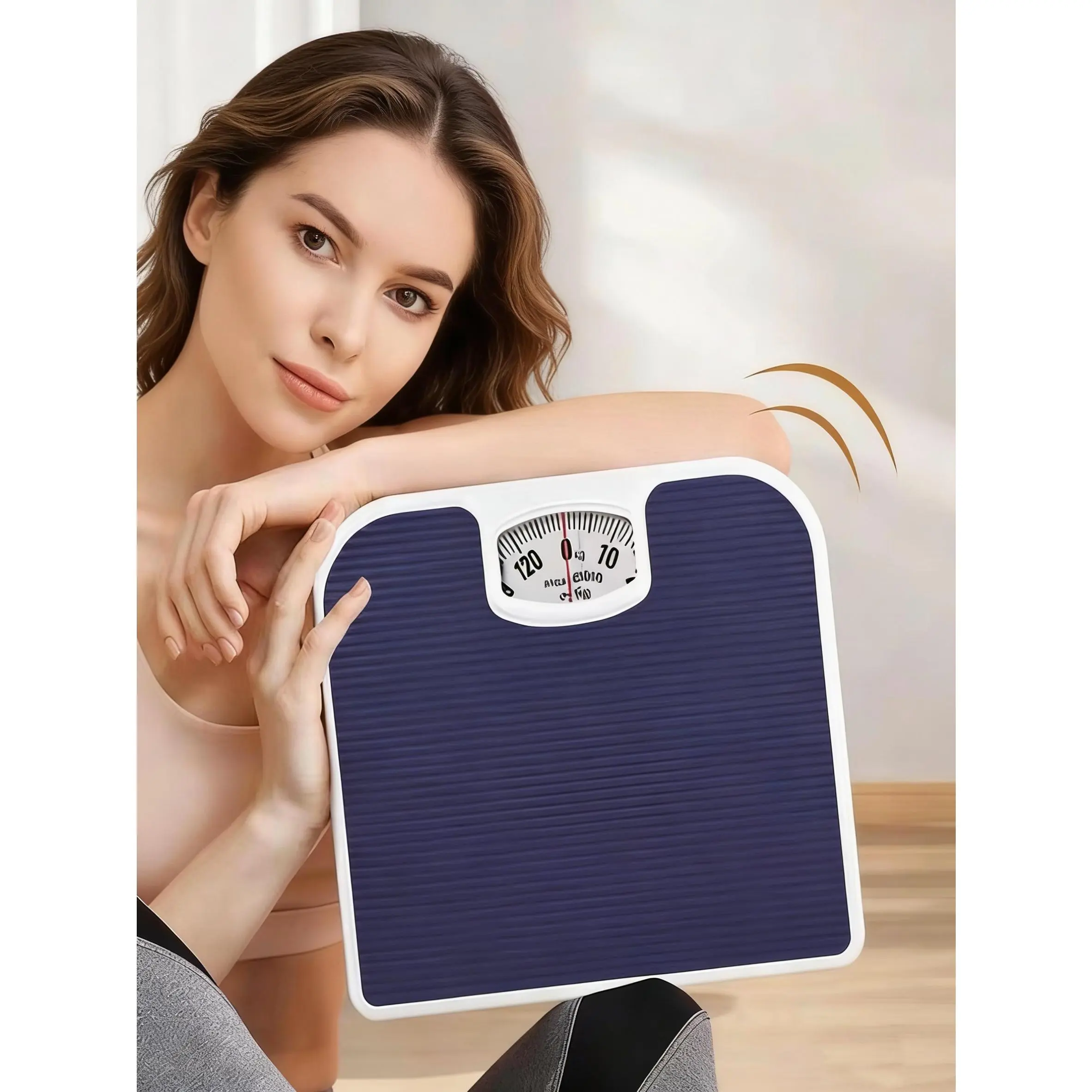 Basic Analog Mechanical Scale for Body Weight, Anti-Skid Rubber Surface and Large Dial for Home Use Body Monitoring, 300 lb Capacity, No Batteries - Blue