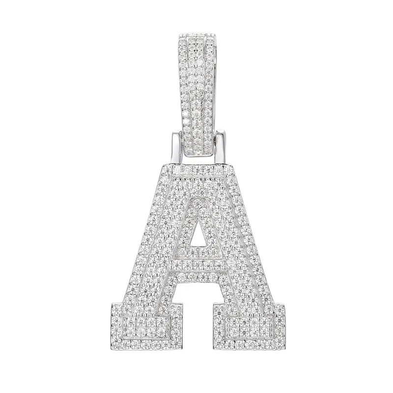 【D1 P351】UCCIYO S925 Sterling Silver Synthetic Moissanite A-Z 26 Letter Pendant Necklace for Women Men Hip Hop Jewelry Gift【D1 P351】